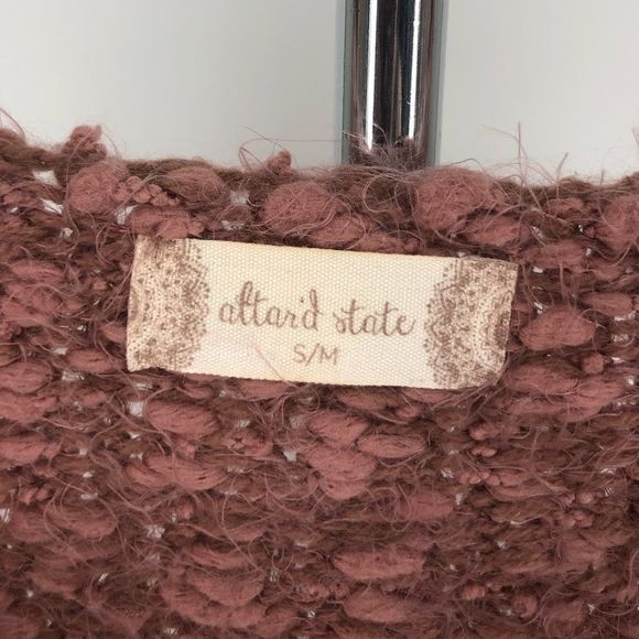 Altar’d State Mauve Eyelash Fuzzy Sweater Long Sleeve Soft V-Neck size S/M - Picture 11 of 15